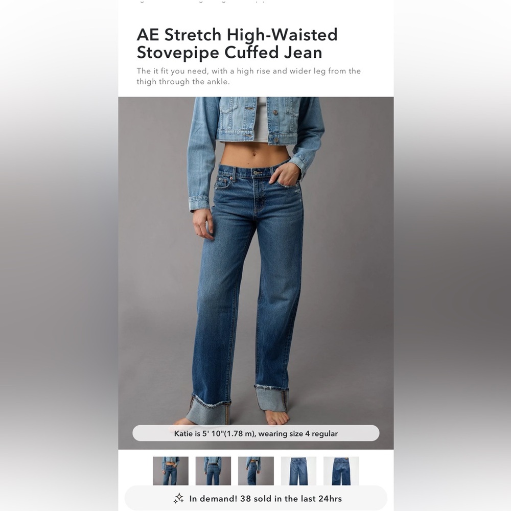 American Eagle Stovepipe Cuffed Jean
